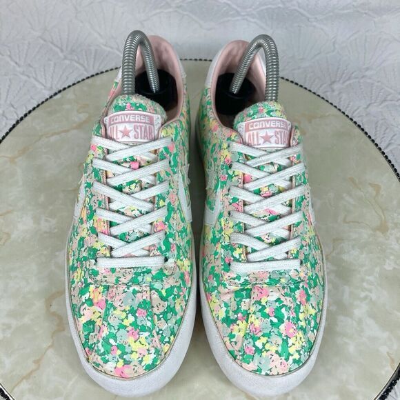 Converse Breakpoint Low Top Sneakers 8 Green/Pink Floral Print Streetwear Shoes - Picture 4 of 12